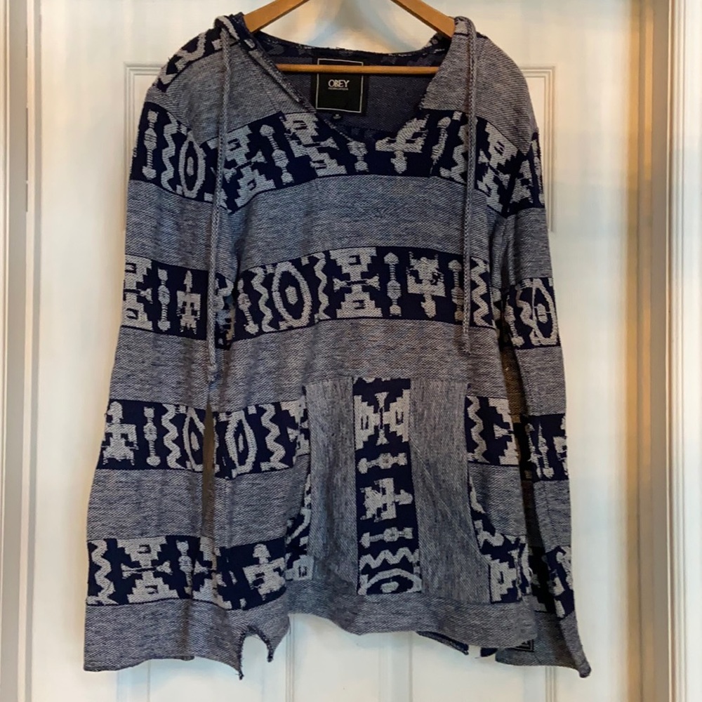 Men's Obey hoodie navy blue medium size 100% cotton